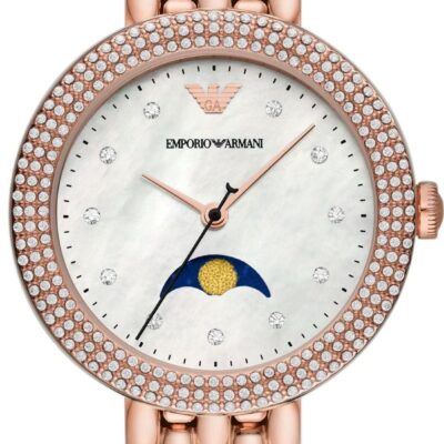 Emporio Armani Rosa Mother of Pearl Dial Rose Gold Steel Strap Watch For Women - AR11462